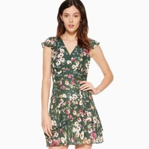 Parker Dark Green Floral Dress with Pink Accents